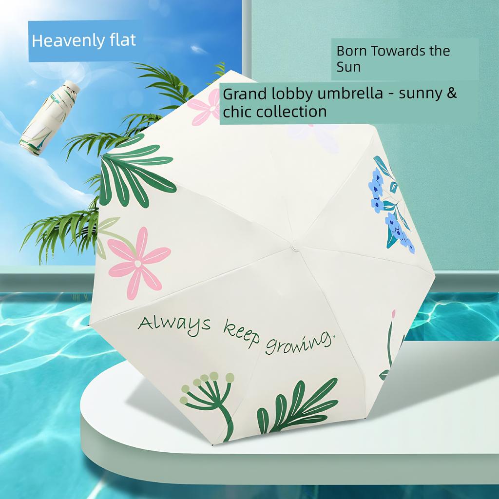 Paradise Umbrella Pocket Umbrella Compact Portable Black Coating Fresh Style Sun Protection Uv Protection Dual-Use for Sun and Rain Ultra-Light