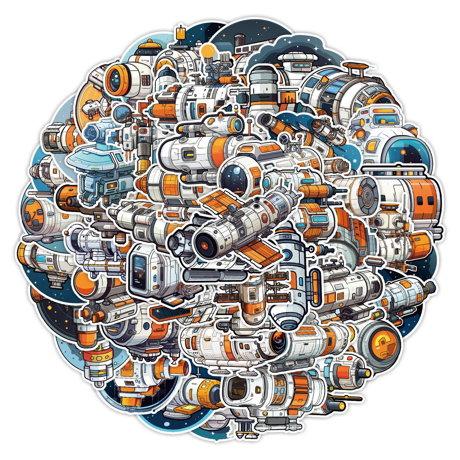 

50 Space Station Graffiti Stickers Skateboard Suitcase Guitar Decoration Stickers Waterproof Creative Children Cartoon Stickers