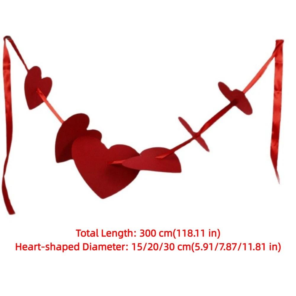 300cm Heart-Shaped Banner Reusable Valentine's Day Banner  Anniversary Celebration