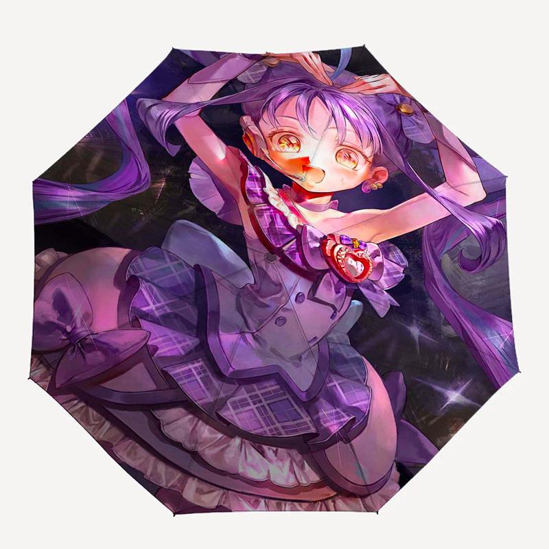 1 Stück Outdoor-Schirm mit süßem Anime-Mädchen-Design - Automatisches Öffnen/Schließen, Tragbares 3-fach faltbares Design, 8-Speichen-Eisenrahmen - Perfektes Geschenk für Fans, T
