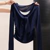 Korean Style Faux Two-Piece Long-Sleeve Shawl T-Shirt for Women - Spring/Autumn Layering Top