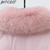 BITCED Women's Short Down-Filled Cotton Jacket with Oversized Fur Collar - Winter Fashion Coat