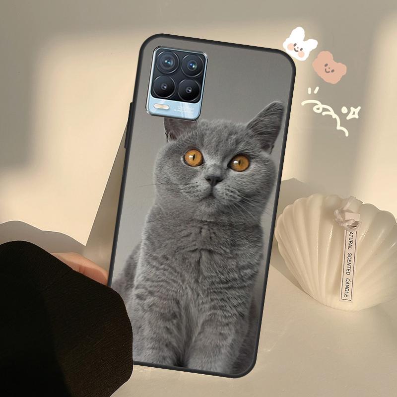 British Shorthair Cat Case For Realme C63 C61 C55 C51 C53 C25 C65 C67 C71 C75 11 12 13 14 15 Pro Plus GT6 GT7 Pro