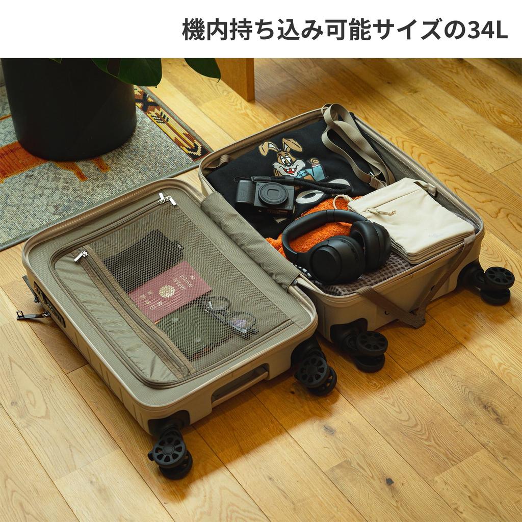 Dod Monaca Corocoro Nights Allowed Double Casters TSA Lock Stopper Quiet Front Open (34) 1~3 Carry-on BA126-BK