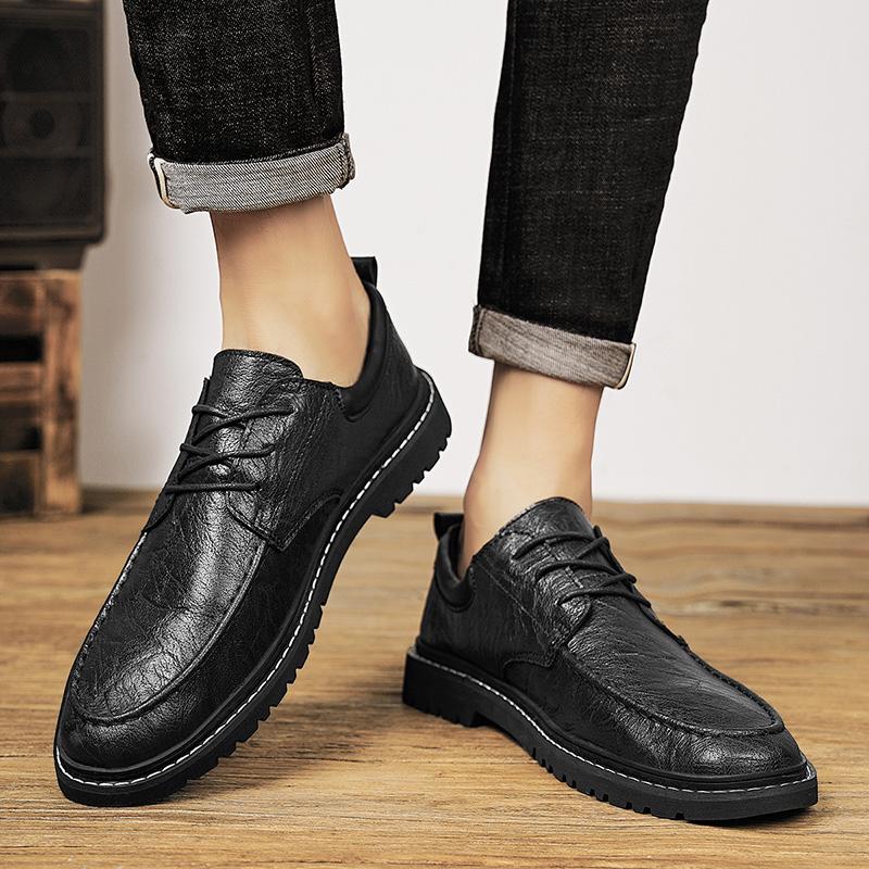Fashion Hot Selling Men's Leather Shoes for Leisure and Business Retro Classic Black Fashion Wedding Party Outdoor Travel  Male Shoes