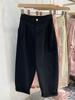 Women's Pink High-Waist Wide-Leg Carrot Pants - Loose Fit, Petite Nine-Point, Spring/Autumn 2026.