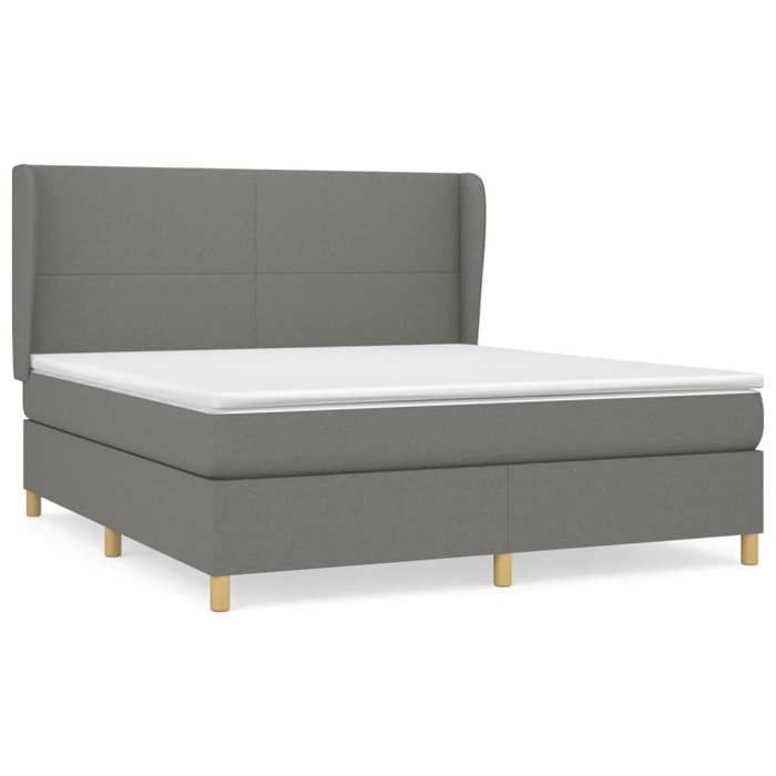 3128382 vidaXL Lit à sommier tapissier avec matelas Gris foncé 180x200cm Tissu