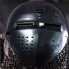 Medieval Knight Bascinet Helmet Black Silver Steel Chainmail Armor LARP Cosplay Gift