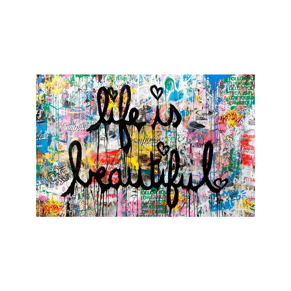 

Inspirational Quote Life Is Beautiful Color Painting Street Graffiti Wall Art Print Canvas Poster For Living Room Decor Cuadros 70x100cm No Framed