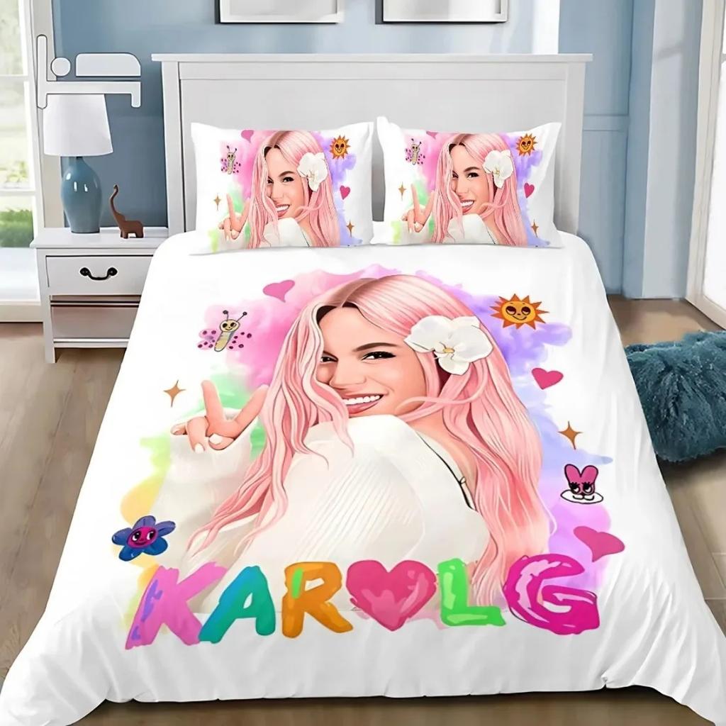 Sexy Karol G Bettbezug Kissenbezug Neues Album Manana Bettwäsche-Set Sänger Ganzjahres-Bettdecke Teenager Einzelbett Doppelbett Queen King