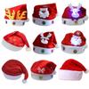 Soft Plush Christmas Santa Hats With Various Styles Led Glowing Design For Xmas Parties Holiday Events