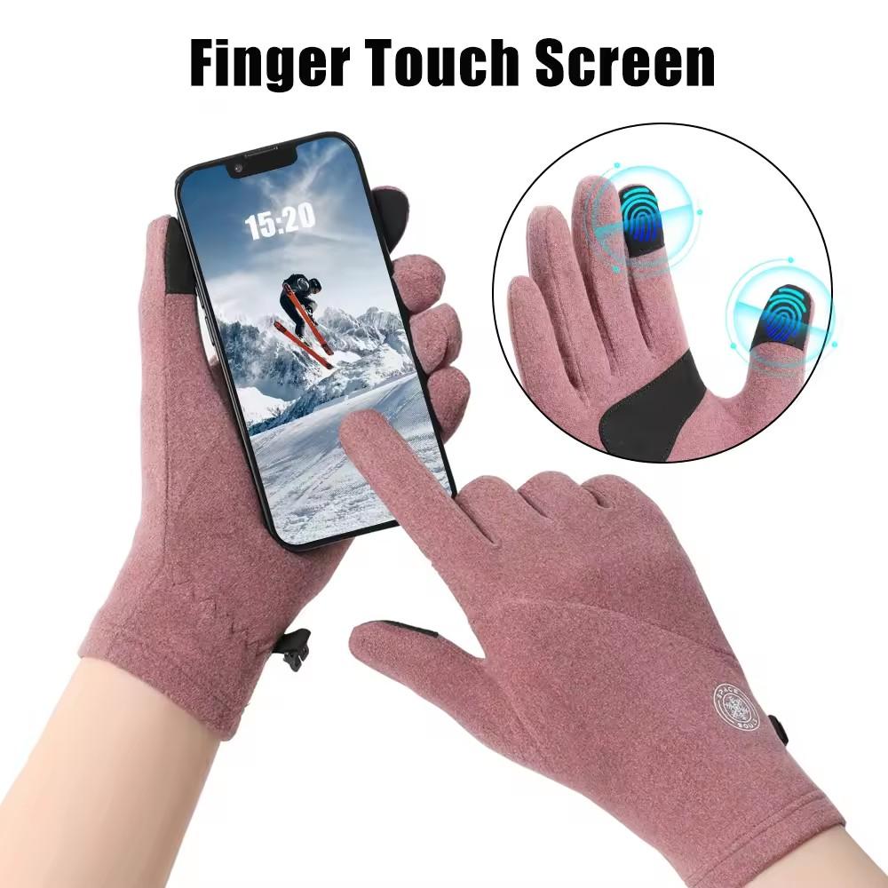 Motorcycle Riding Warm Gloves for Unisex Soft Skin Friendly Thick Warm Winter Outdoor Cycling Running Sports All Finger Gloves