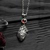 Detailed Metal Gothic Necklace With Heart Charm Perfect For Dark Aesthetic Wardrobe