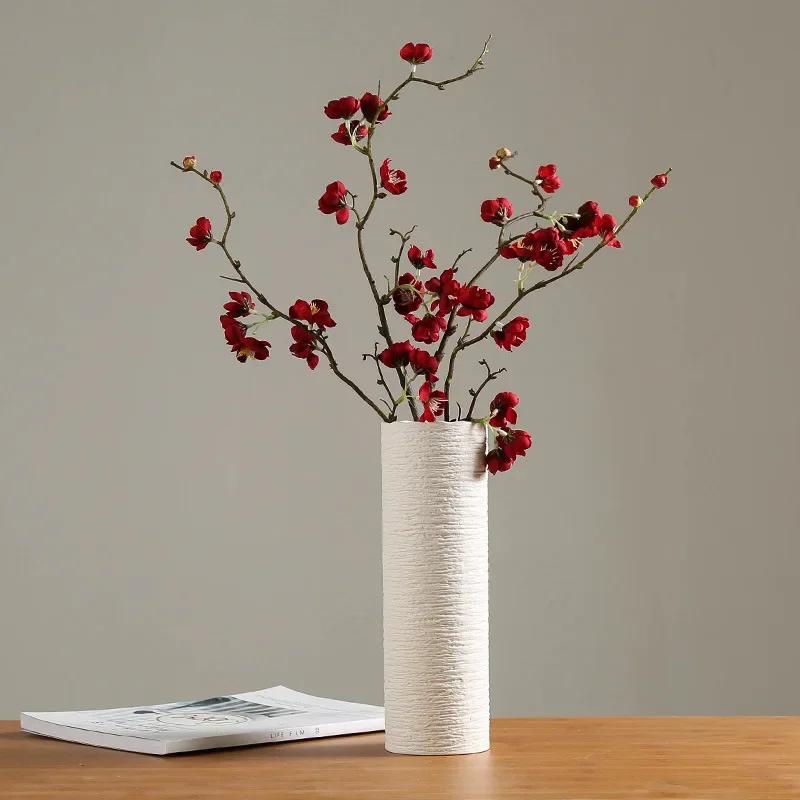 Weiße Vase Keramikvase Ornament Trockenblumenarrangement Modern Minimalistisch Kunst Wohnzimmer Weiß Kreative Heimdekoration Vasen