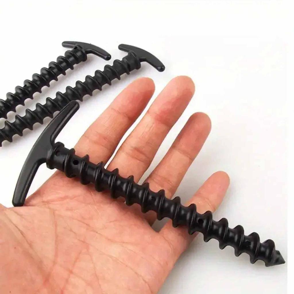 Spiral Tent Ground Nails–Nylon Windproof Outdoor Tent Pegs with Plastic Anchor Ropes, Heavy-Duty Fixing Stakes for Camping, Hiking, and Outdoor Use