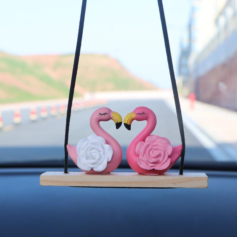 

Мультяшный Фламинго Милый Подвесной Орнамент на Зеркало Заднего Вида Автомобиля Смола Декорация
