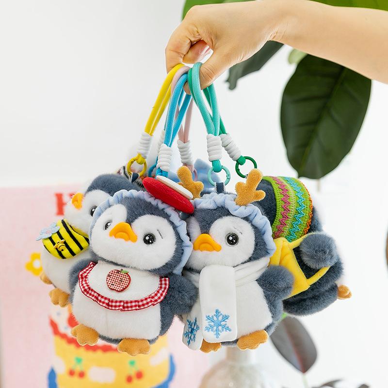 Cute Bee Penguin Small Pendant Doll Plush Toys Schoolbag Pendant Keychain Aquarium Gift