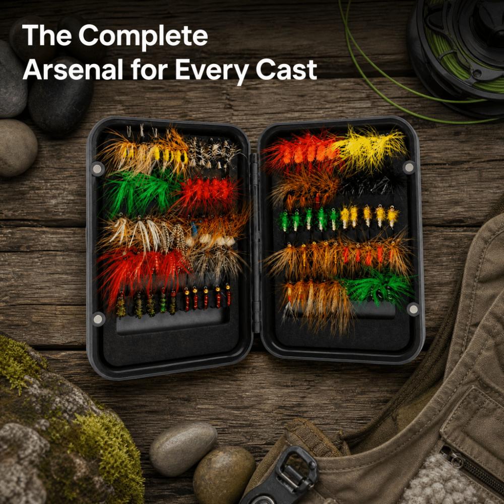 100PCS Handmade Fly Fishing Kit Lightweight Fly Fishing Lures Fly Fishing Flies Kit  Trout Fishing