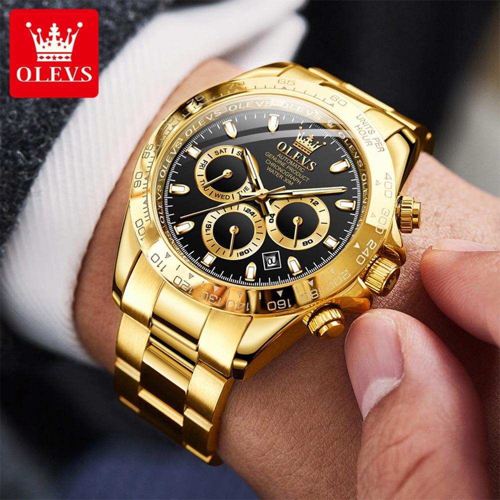 OLEVS Automatic Watches for Man Luxury Brand Original Waterproof Luminous Chronograph Stainless Steel Men Mechanical Watch 6638