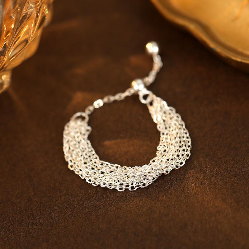 

Кольцо-цепочка с кисточками из многослойного серебра 925 пробы Banyan Tree - Корейский стиль для женщин Adjustable Opening