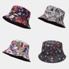 Cartoon Anime Fishman Flat Top Bucket Hat With Breathable Cotton For Spring Summer Casual Wear