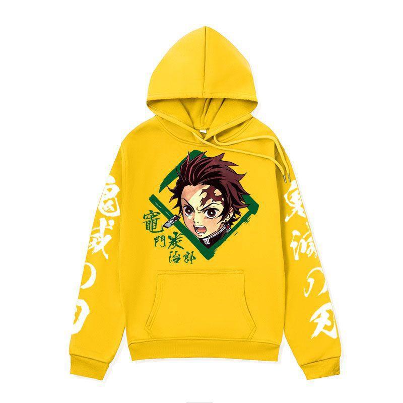 Anime Demon Slayer Hoodie Mens Winter Fleece Lined Oversized Casual Streetwear Pullover