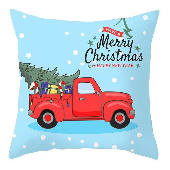 Cartoon Christmas Dog Car Pattern Pillow Case Festive Home Decoration Office Car Cushion Pillow Case