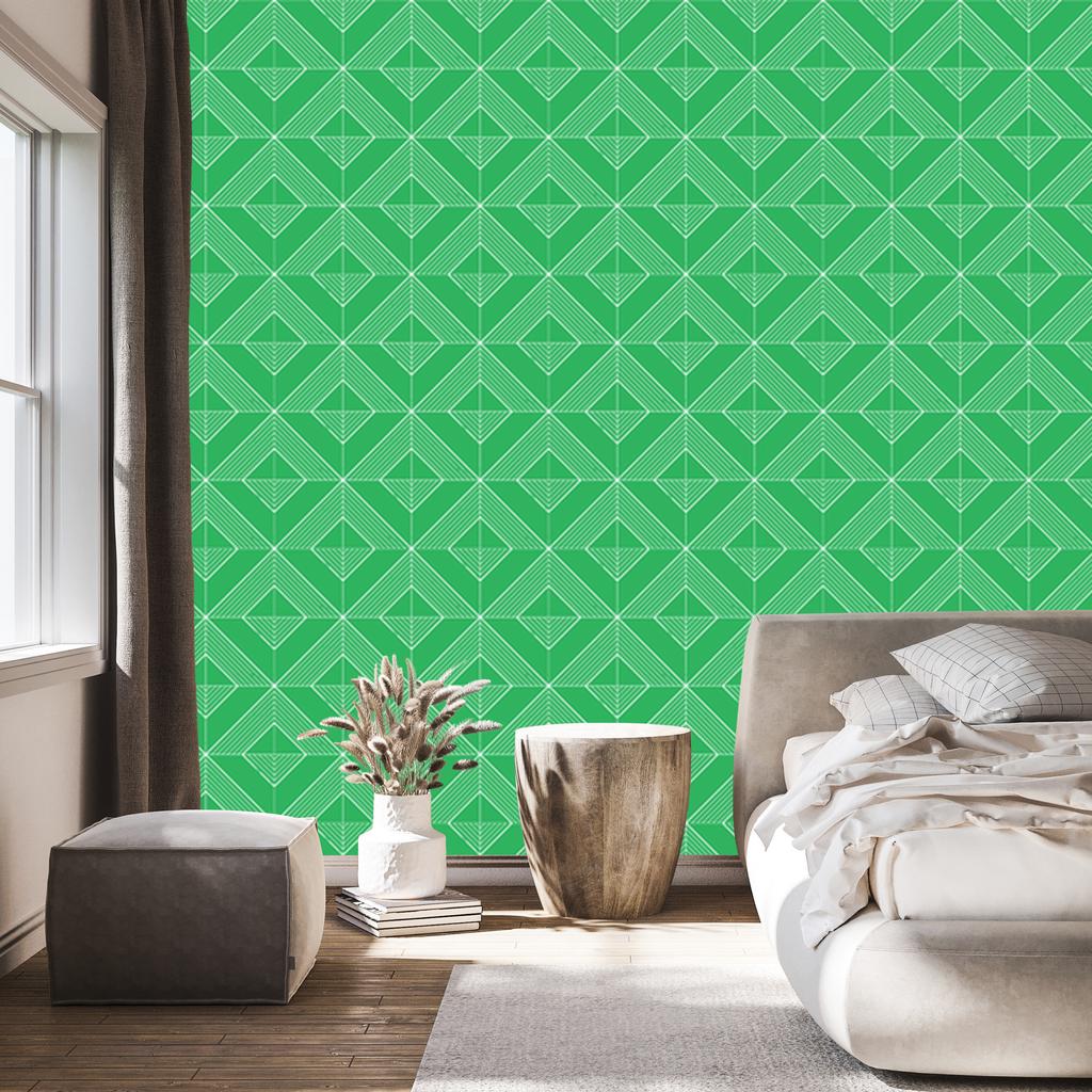 Geometric Diamonds Green Wallpaper for Living Room and Bedroom 50x1000