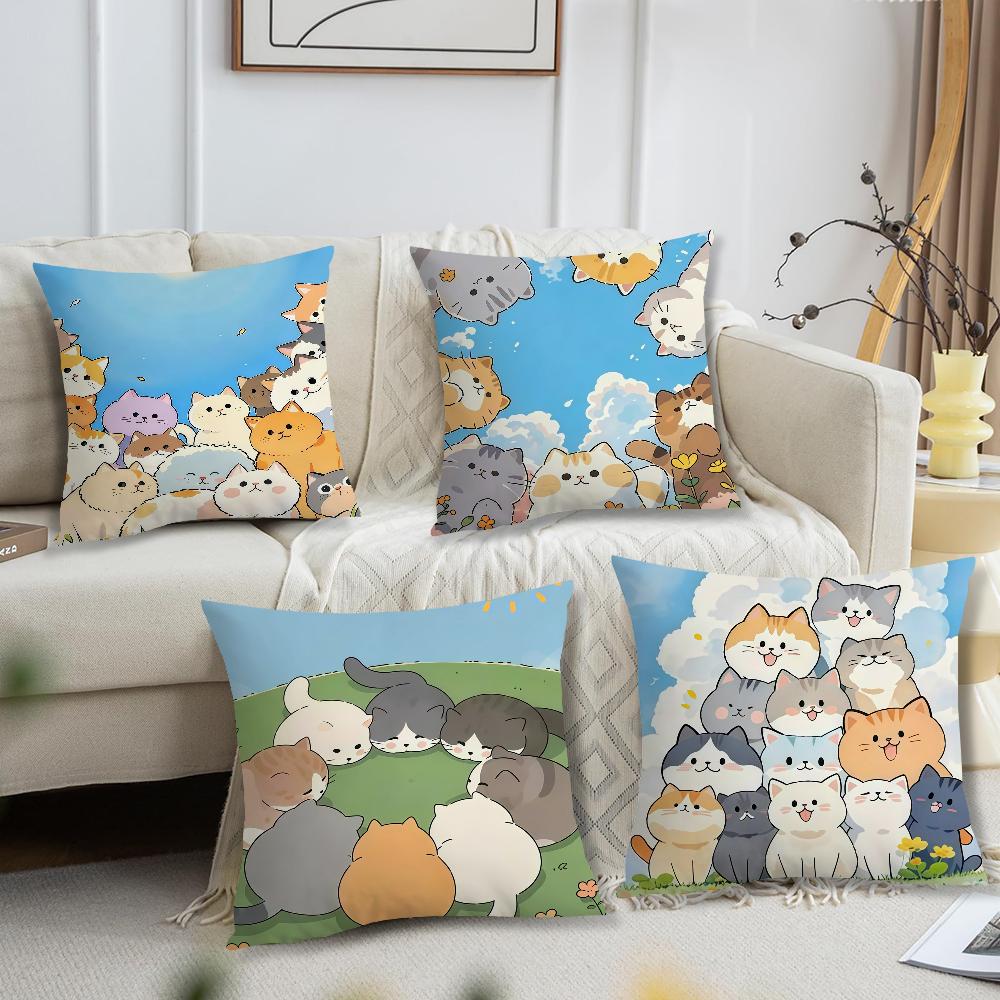 Cute Cat Mimi Cushion Cover For Pillow Printing Sofa Decoration Home Car Room Coffee Shop Office Nordic Simplicity