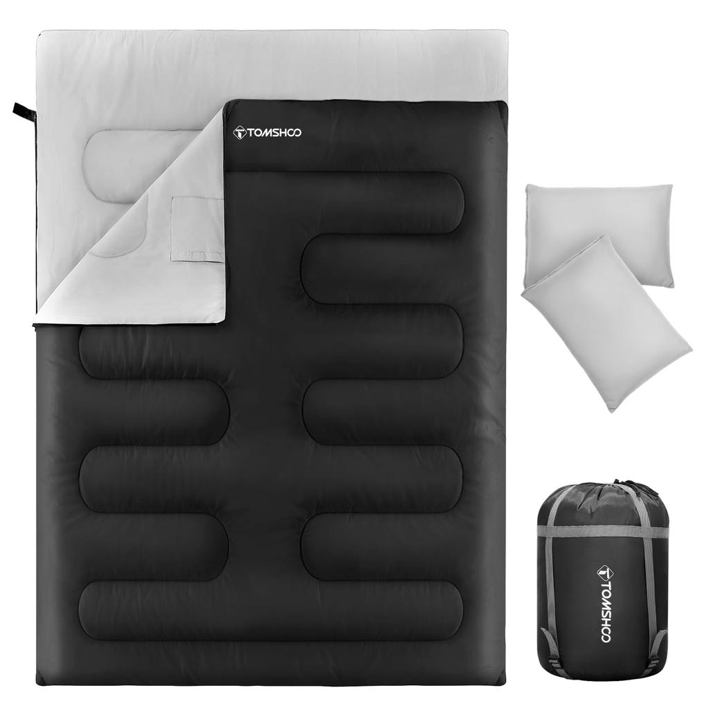 TOMSHOO Double Sleeping Bag with 2 Sleeping Envelope Thermal Waterproof Sleeping Disaster Sleeping In the Fully Comfortable Can Be Used In Fall and