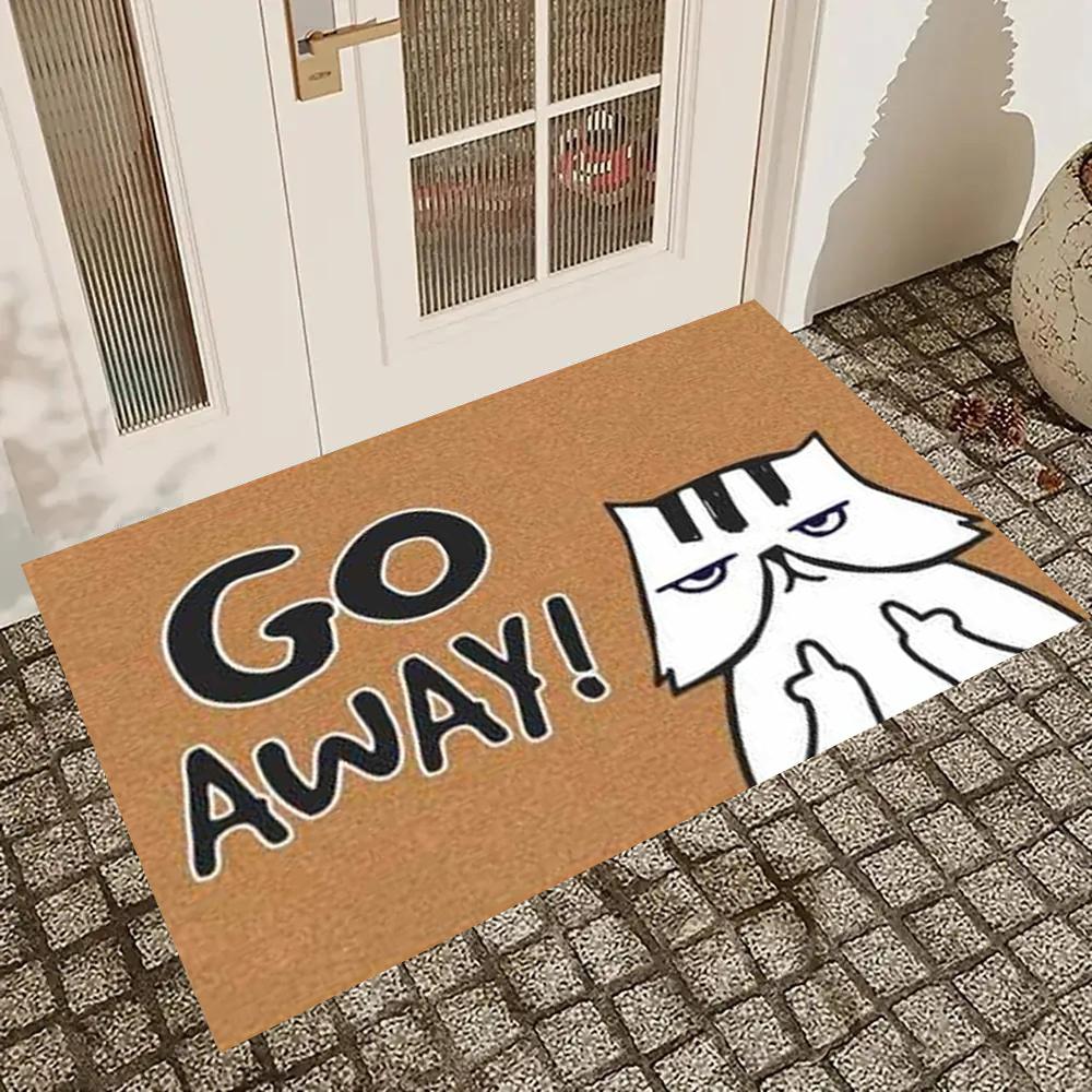 

VIKAMA American Trend Middle Finger Kitten Carpet Home Entry Door Mat Sofa Coffee Table Window Floor Mat Home Decoration Outdoor 40X60CM(1.3X2FT