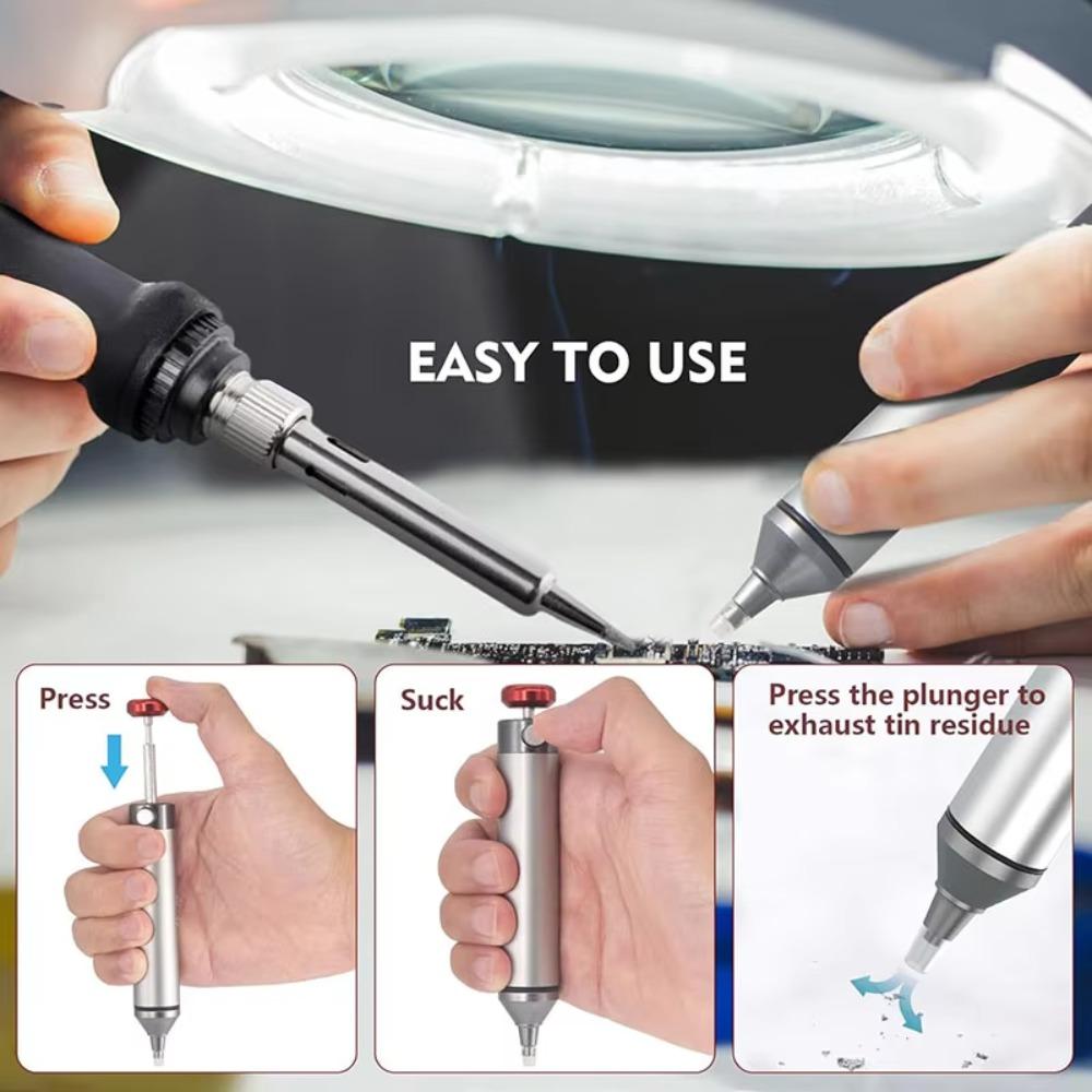 Aluminum Alloy Powerful Desoldering Pump Preventing Blockage Silicone Sucking Nozzle Solder Sucker Tool Manual Tin Absorber