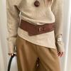 Luxurious Matte Finish Wide Belt PU Waistband Slimming For Women Retro Clasp Two Color Option Easy Styling