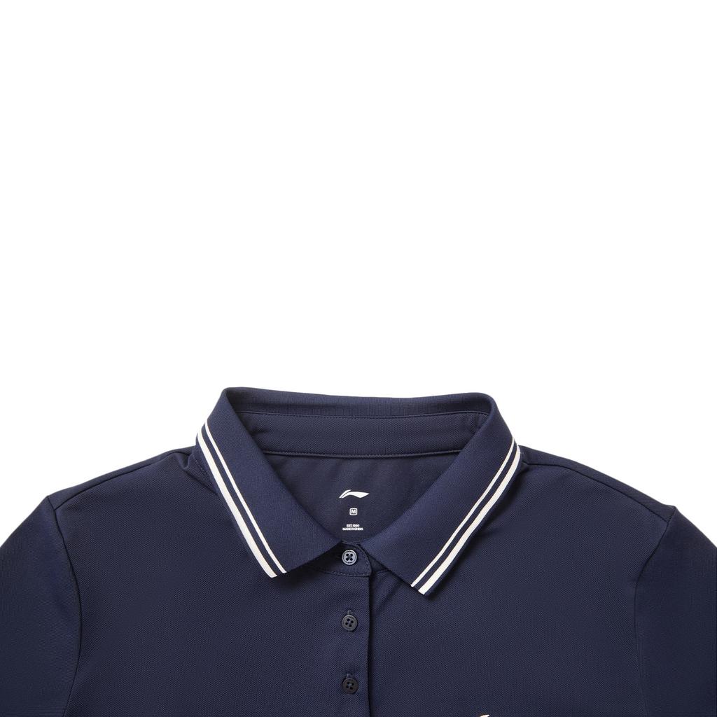 Li-Ning Fitness Series Logo Embroidered Polo Shirt Women tops APLW470-1