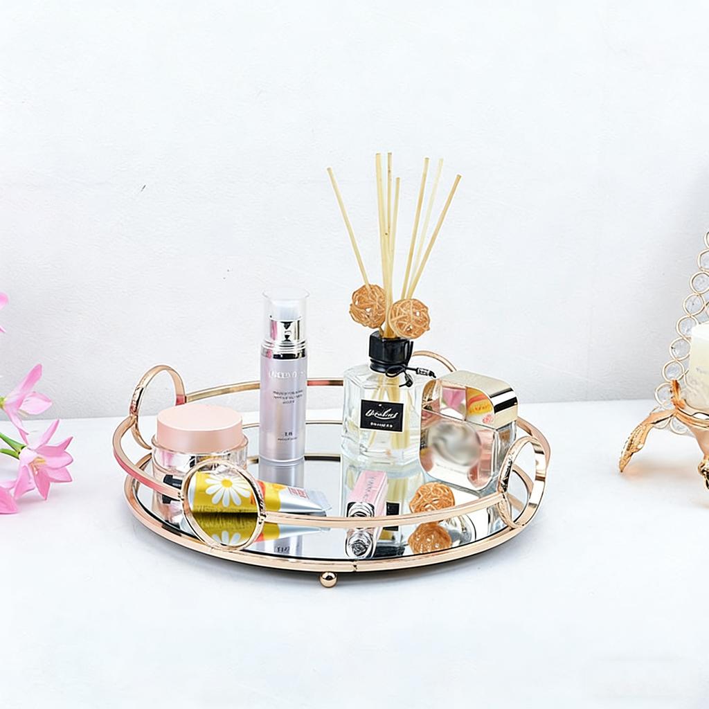 European Mirror Storage Tray Wedding Dessert Fruit Restaurant Decoration Cake Tray Drinks Cosmetics Storage Tray Decoration