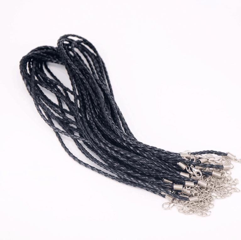 DIY Black Leather Necklace Cord with Lobster Clasp and Pendant Charm