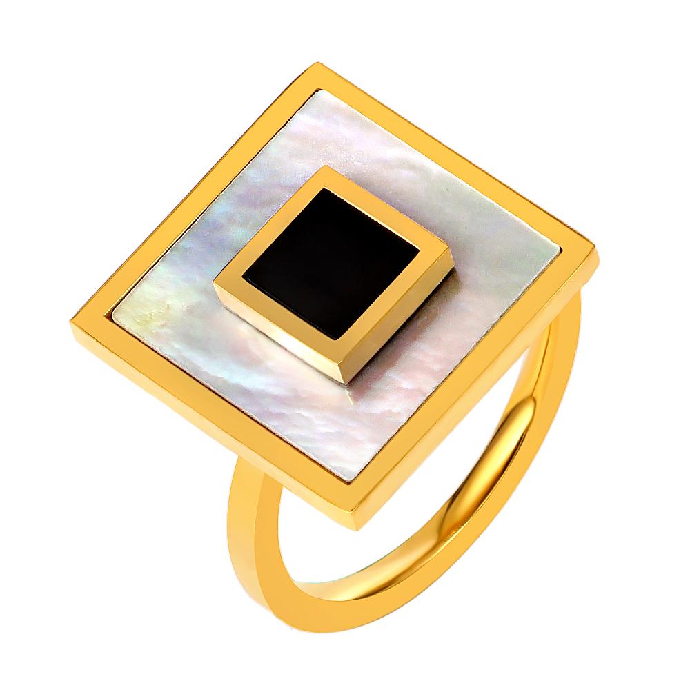 

Розкішна подвійна квадратна оболонка для жінок Кільце для пар Модне весілля Вінтажні ювелірні вироби з нержавіючої сталі Bague Подарунок 7