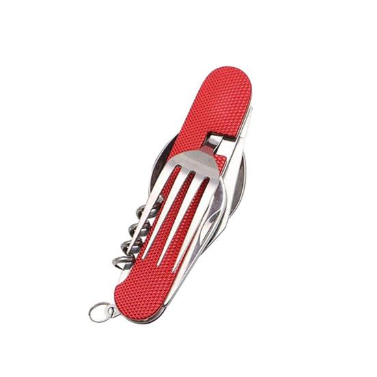 

Многофункциональная складная ложка-вилка 3-в-1 для путешествий на природе, для кемпинга и пешего туризма красный