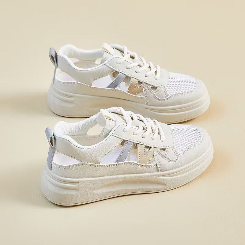 Little white shoes for women in the summer of 2025, the new Korean version of female students, mesh breathability and height increase, casual