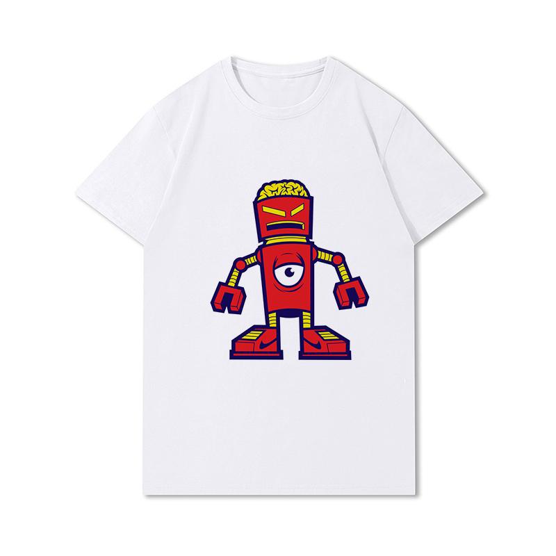 S-3XL 100 mønstre Sommerhvite T-skjorter for kvinner Trykt Uformelle korte ermer Topper O-hals T-skjorter