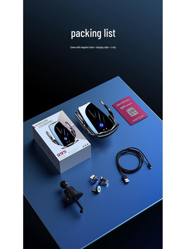 Magic Clip Q95 Wireless Car Charger & Phone Holder with 15W Auto Open/Close