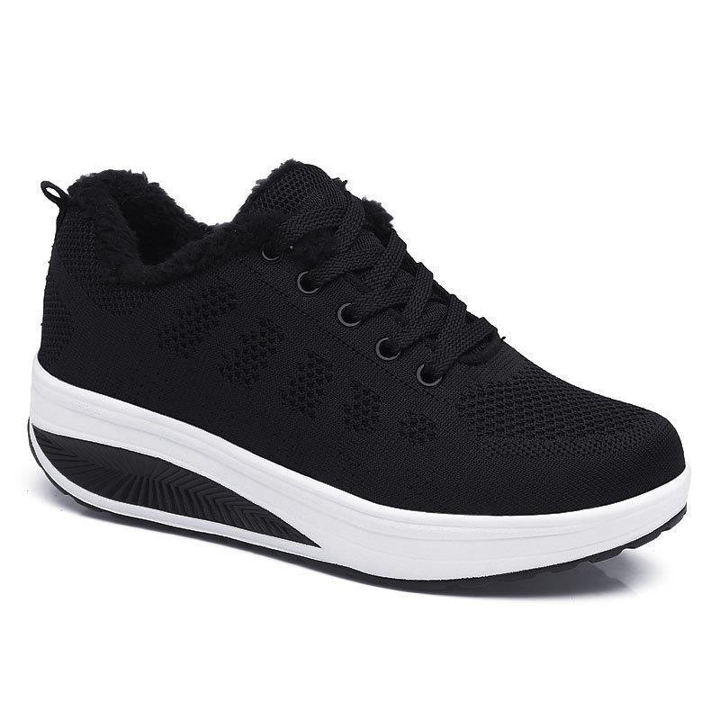 

Женские зимние кроссовки на флисовой подкладке, уличная теплая спортивная обувь на шнуровке для женщин, Нескользящие повседневные утолщенные дышащие кроссовки 40