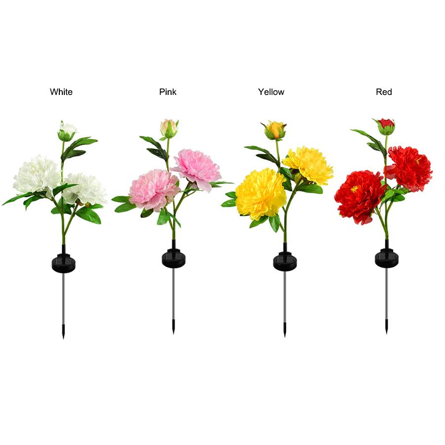 Solar powered LED simulation peony flower ground plug light outdoor courtyard garden decorative light