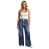 Women's Wide Leg Jeans High Waisted Stretchy Straight Leg Baggy Drawstring  Denim Pants