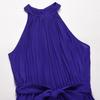Women Summer Halter Sleeveless Lace Up Slim Wide Jumpsuit Pleated One Piece Trousers