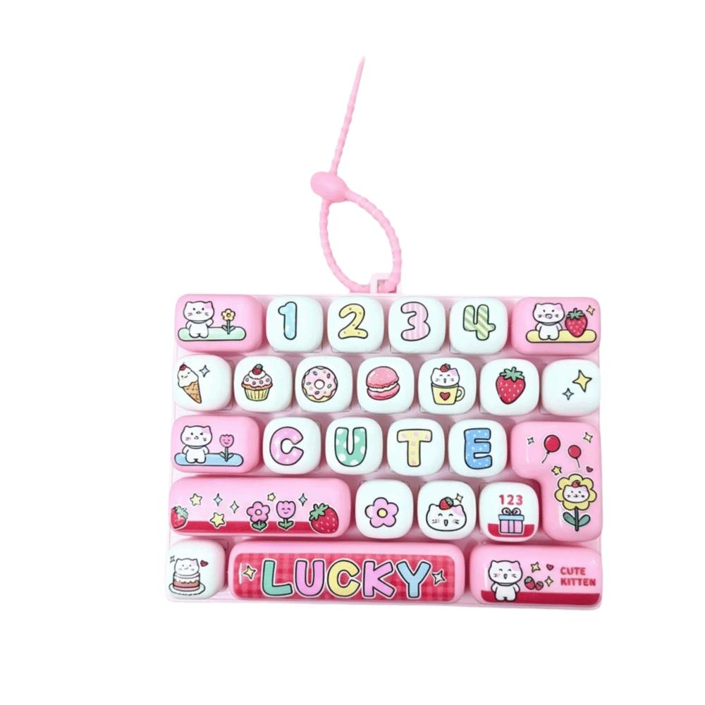 Cute Design Decompression Button Toy Creative Style Keyboard Keychain Accessories Gift