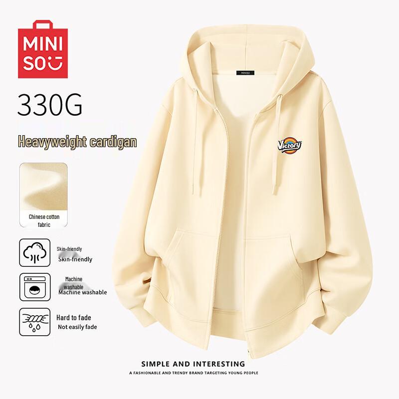 

MINISO Men s Heavyweight Cotton Hooded Zip-Up Sweatshirt 3XL
