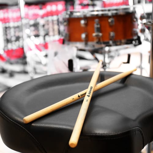 Donner Adjustable Drum Throne, Padded Drum Stool, Motorcycle Style