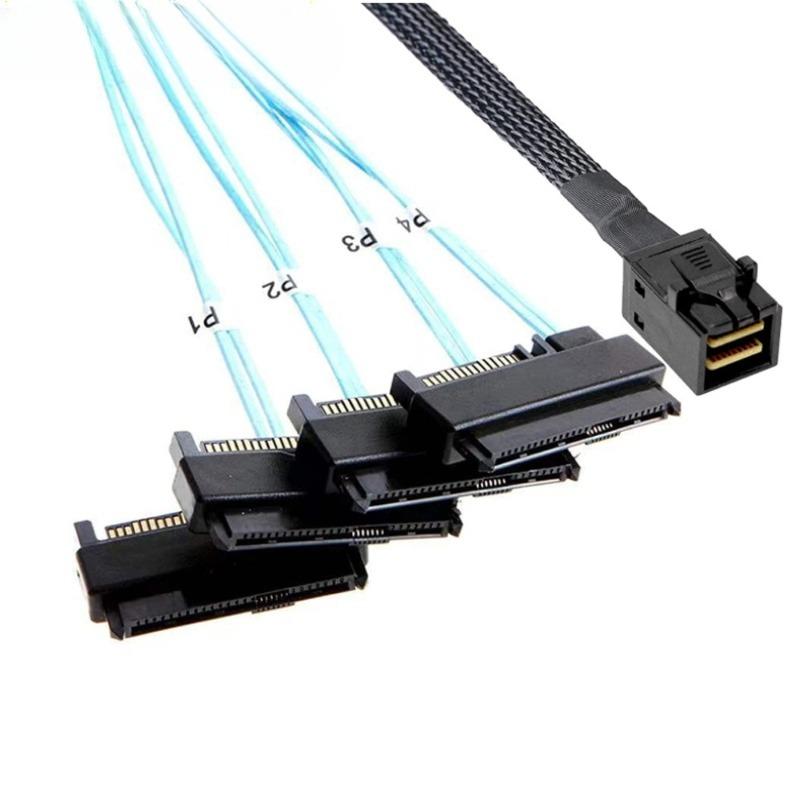 Mini SAS To SAS Cable Breakout Internal Fan-Out HD SFF-8643 To SFF-8482 29Pin with Sata Power for Raid Controller To HDD 0.5m