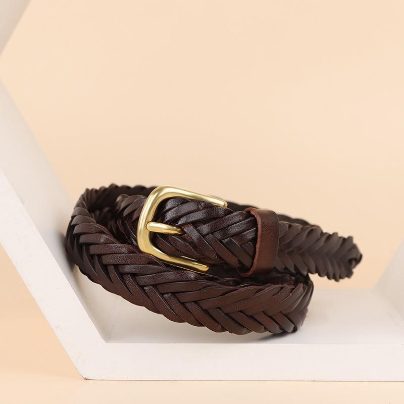 Mary Handmade braided leather belt - italian top grain cowhide women's belt - full grain genuine leather belt